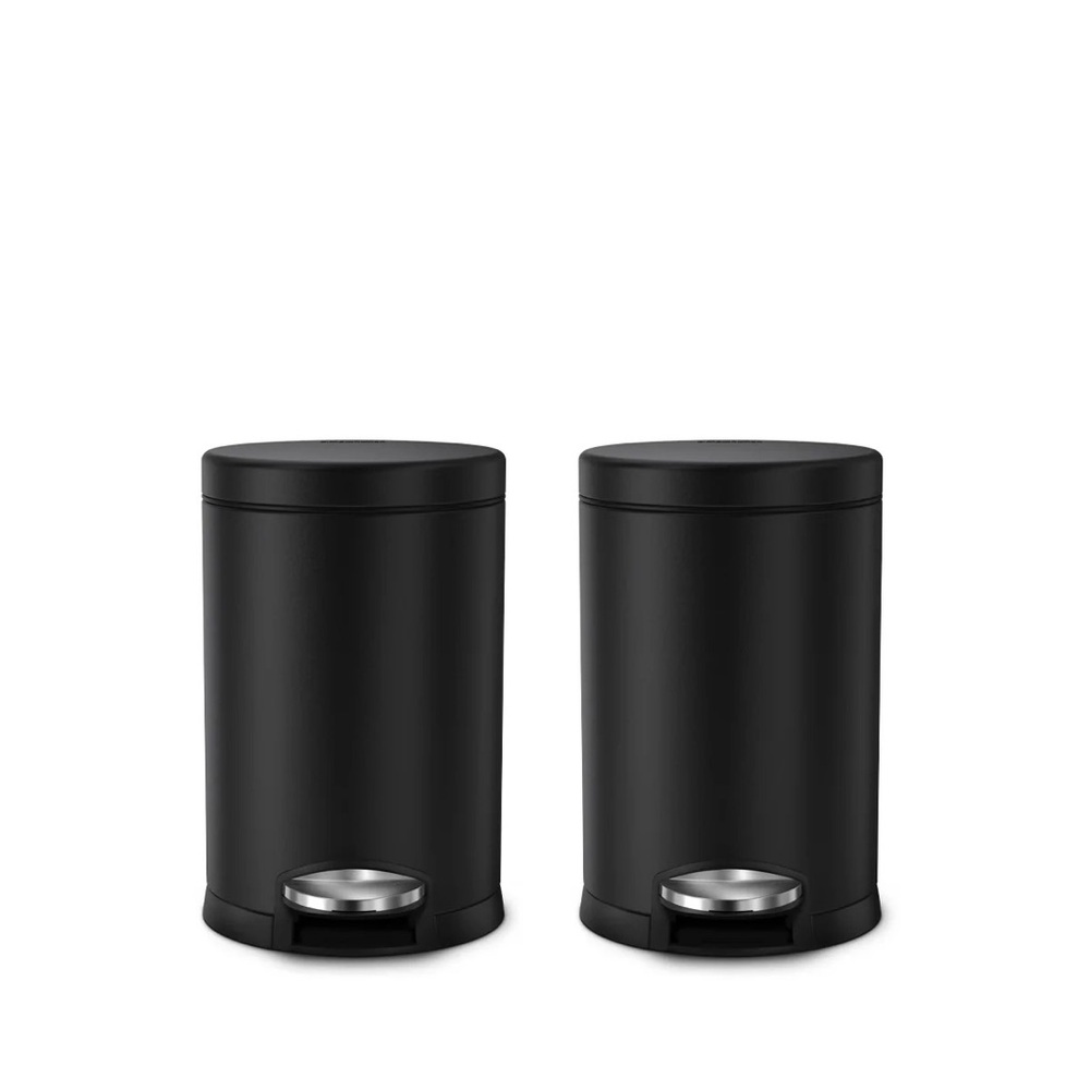 Simplehuman 4.5L round step can, 2-pack - 4.5L / matte black